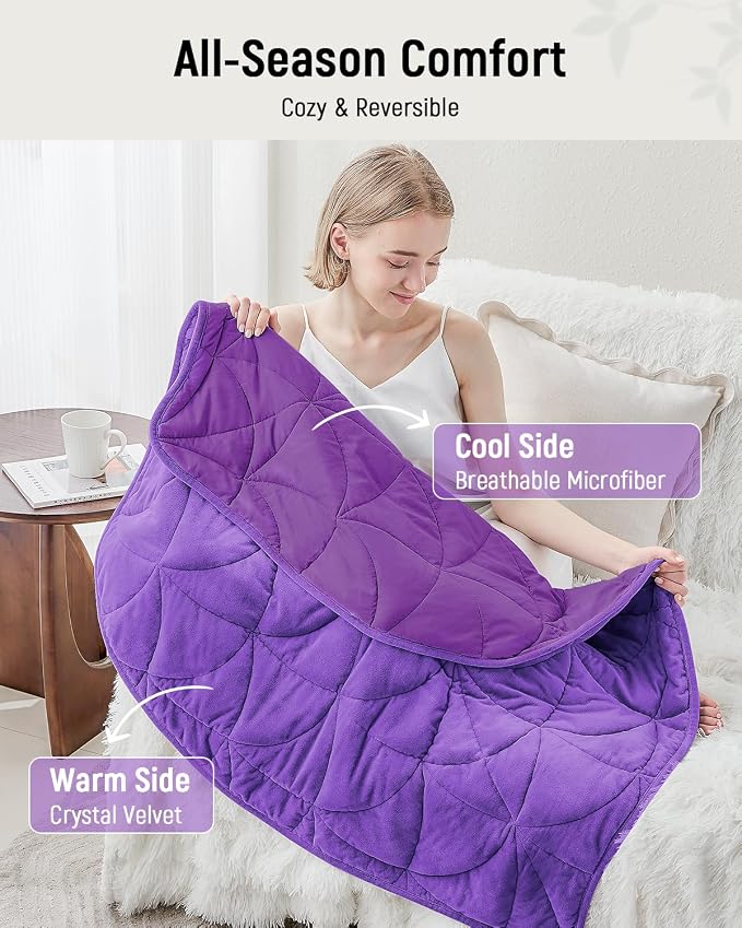 Weighted Lap Blanket 7 lbs for Adults, Luxury Soft Small Weighted Blanket - Image 3