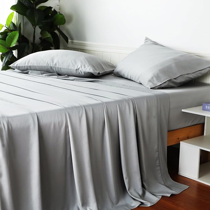 Bamboo Viscose Flat Sheets Only, 400 Thread Count Sateen Weave Queen Size Flat - Image 8
