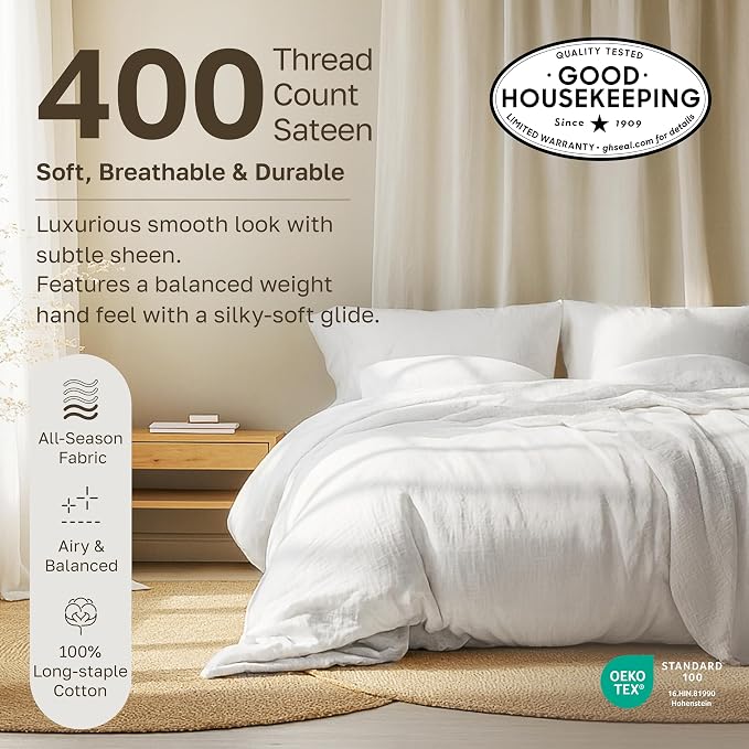 2 Cotton Twin XL Fitted Sheets, 400 Thread Count 100% Cotton Fitted Sheets - Image 3