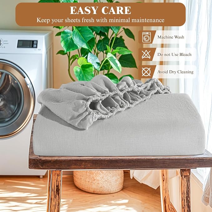 SONORO KATE 100% French Linen Fitted Sheet - Image 7