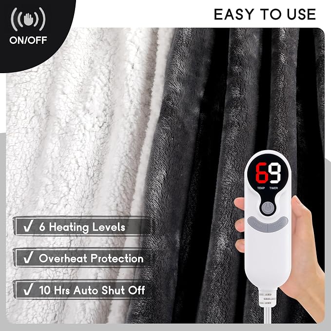 Heated Blanket Electric Blanket Full Size 72''x84'' - Image 3