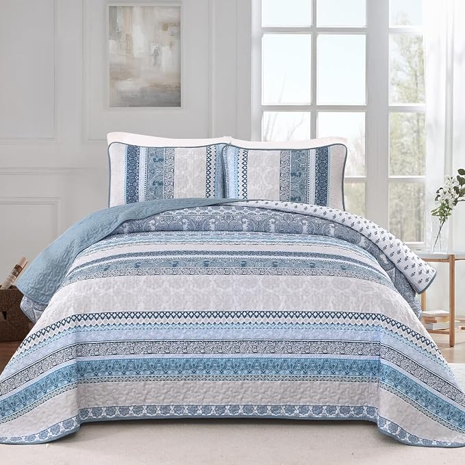 WONGS BEDDING Boho Quilt Set Full Size, Lightweight Bedspread Coverlet Bedding by WONGSBEDDING