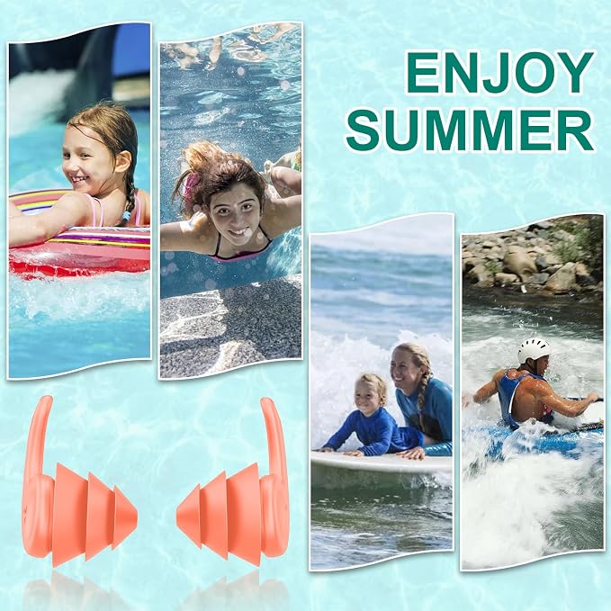 Swimming Ear Plugs for Adults, 3 Pairs Waterproof Reusable Silicone Swim - Image 6