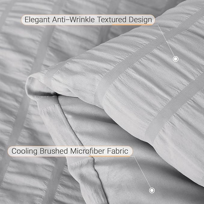 MUXHOMO 7 Pieces California King Comforter Set, Seersucker Bed in a Bag Cal - Image 6