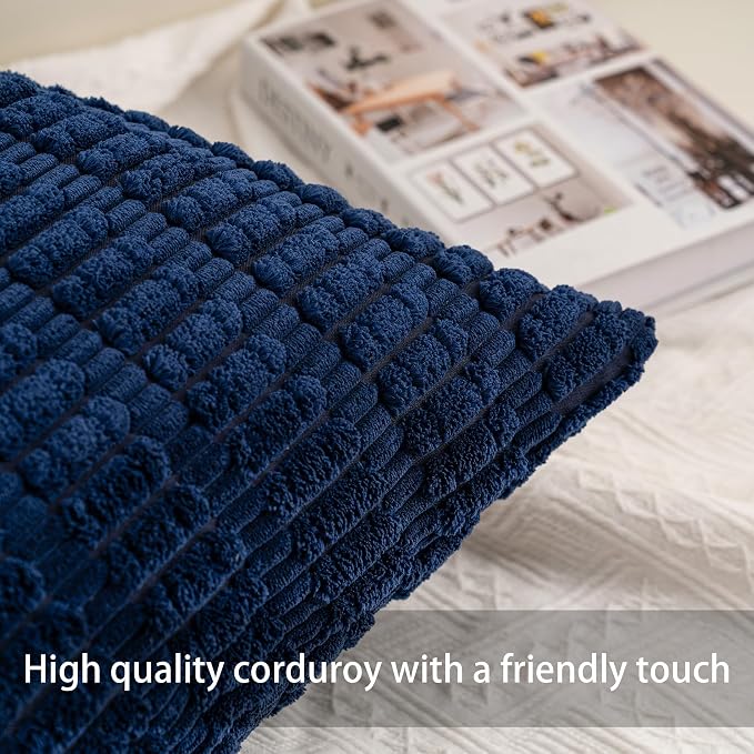 Aegero Pack of 2 Corduroy Decorative Throw Pillow Covers 12x24 Inch Soft - Image 2
