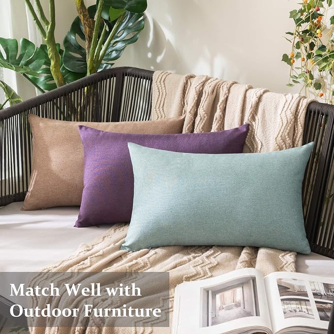 MIULEE Pack of 2 Decorative Outdoor Solid Waterproof Throw Pillow Covers Spring - Image 3