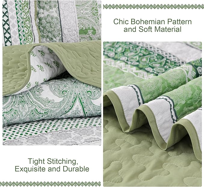 WONGS BEDDING Boho Quilt Set King Size, Lightweight Bedspread Coverlet Bedding - Image 6