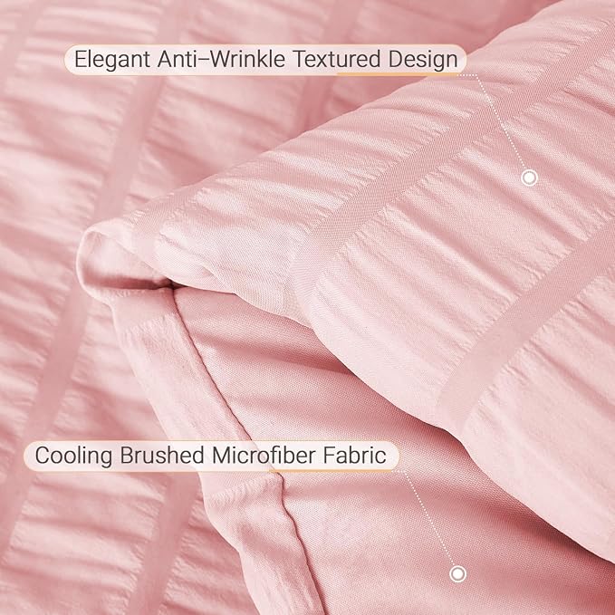 MUXHOMO 7 Pieces California King Comforter Set, Seersucker Bed in a Bag Cal - Image 6