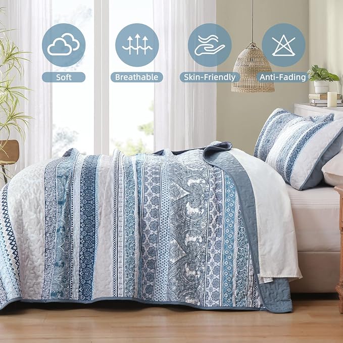 WONGS BEDDING Boho Quilt Set Oversize California King Size, Lightweight - Image 4