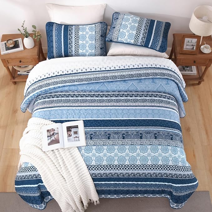 WONGS BEDDING Boho Quilt Set California King Size, Lightweight Microfiber - Image 8