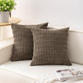 Aegero Pack of 2 Corduroy Decorative Throw Pillow Covers 24x24 InchSoft Striped by Unknown
