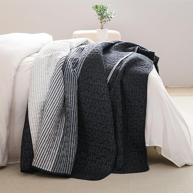 Litanika Quilt King Size Black, Soft Lightweight Polyester Comforter Bedding Set - Image 5