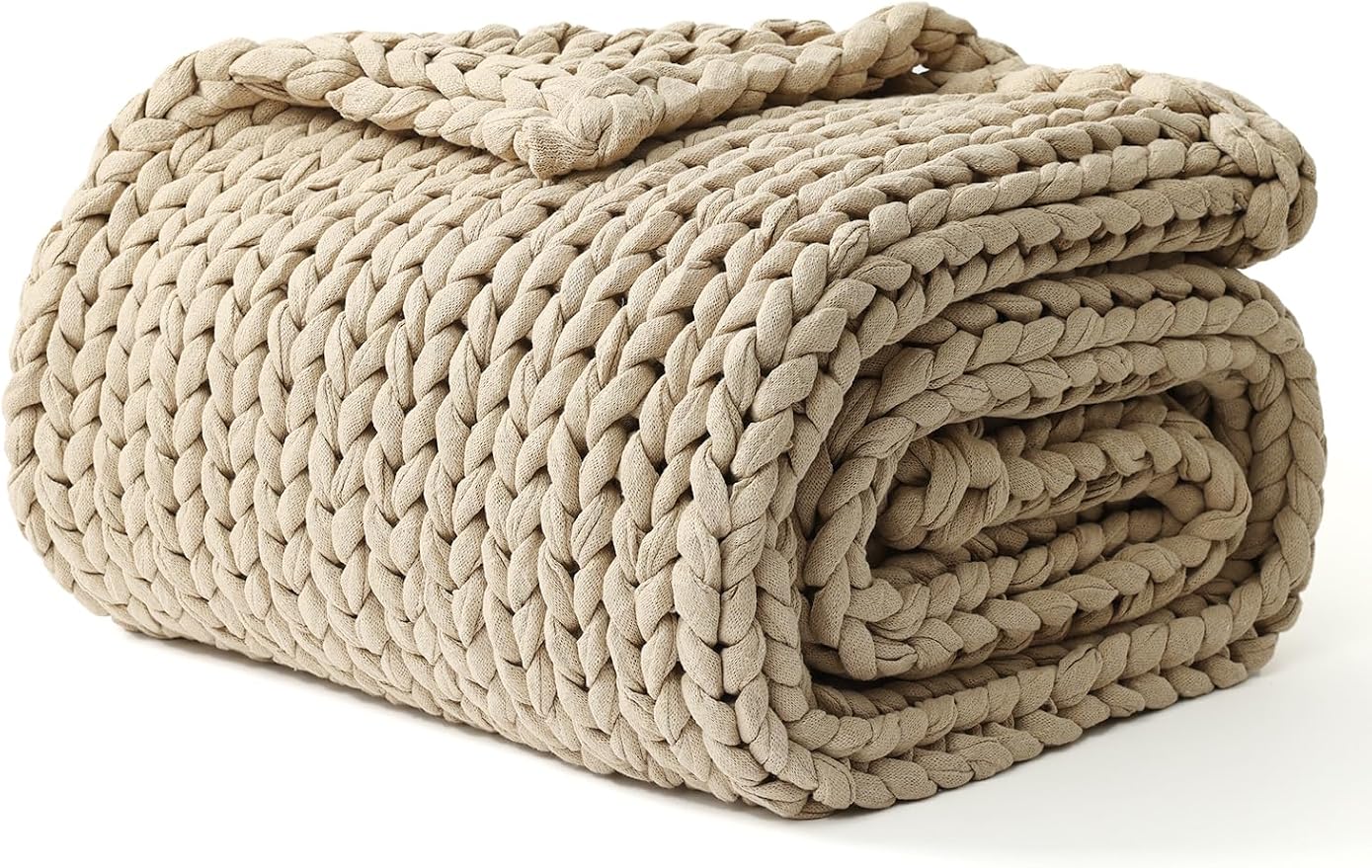 YnM Cotton Weighted Blanket, Handmade Chunky Knitted Design, Soft and Cozy by YNM