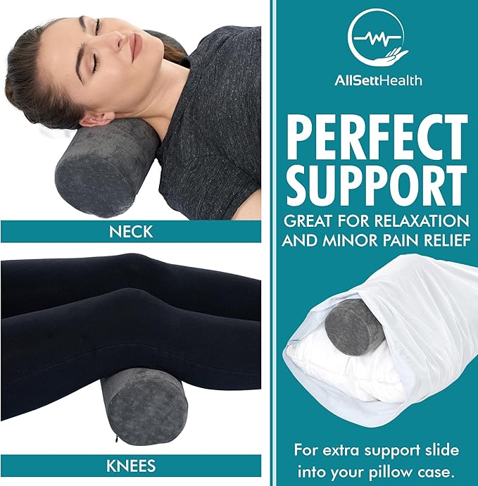 AllSett Health Round Cervical Roll Cylinder Bolster Pillow - Image 4