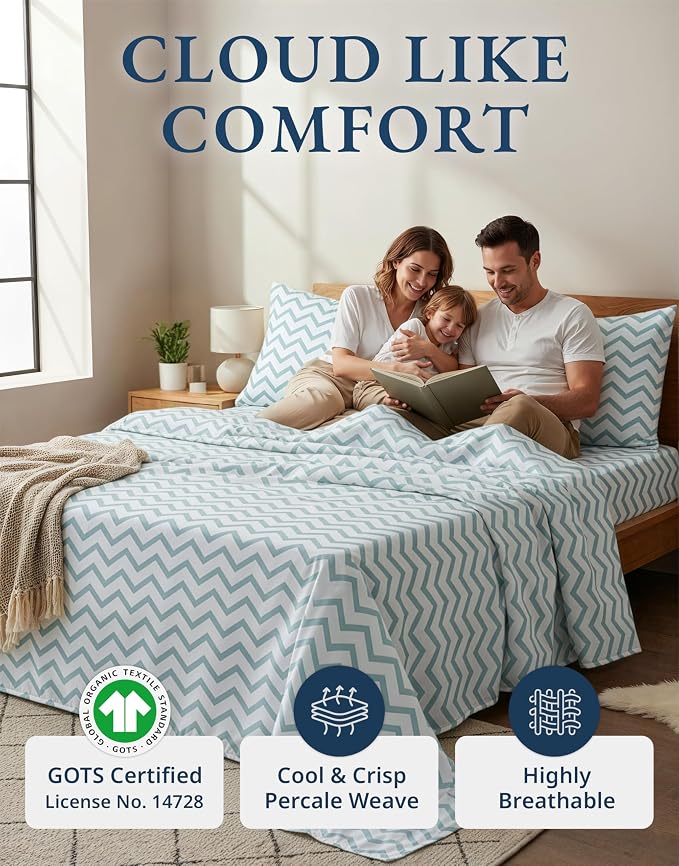 LANE LINEN 100% Organic Cotton Twin Size Bed Sheets, Fully Elasticized - Image 2