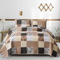 Mybedsoul Khaki Quilt Set King Size Quilt Bedding Set Brown Plaid, 3 Pieces by Mybedsoul