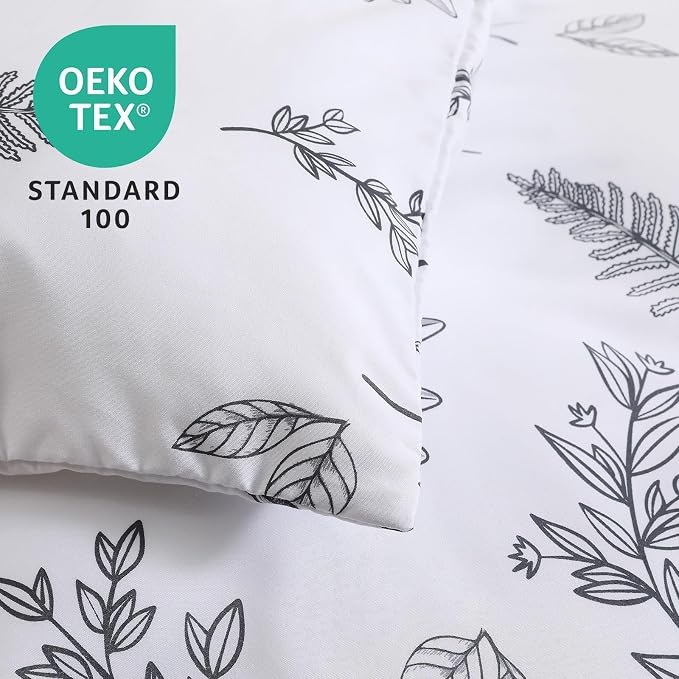 MUXHOMO Duvet Cover Full Size, Reversible Floral White Duvet Cover Set - Image 4
