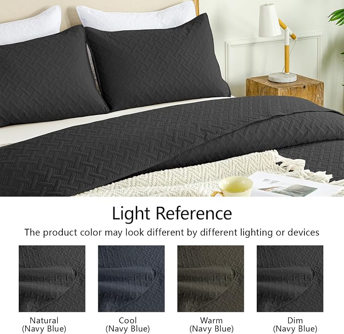 FLYMME Black Twin Quilt Bedding Set Thin Lightweight Bedspreads, Modern Style - Image 5