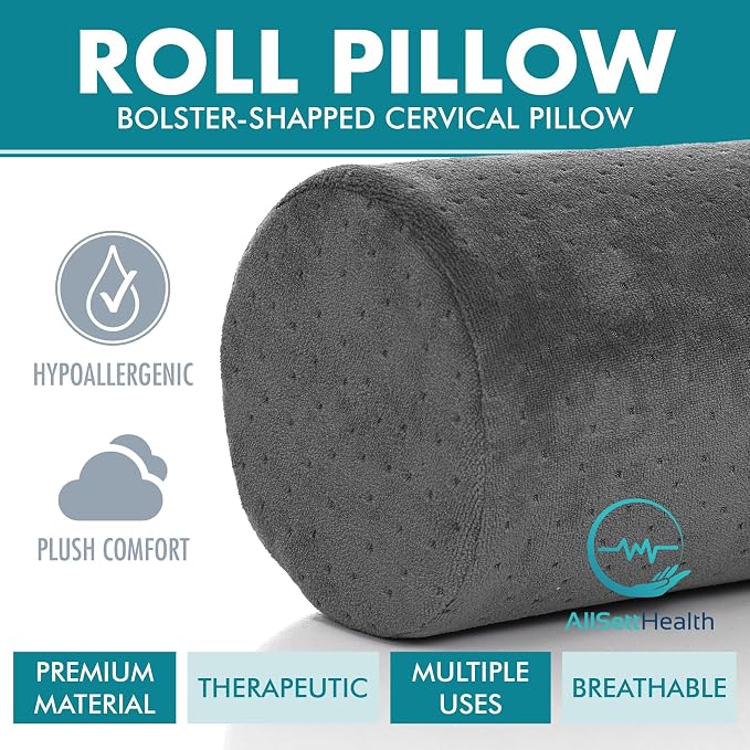 AllSett Health Round Cervical Roll Cylinder Bolster Pillow - Image 2