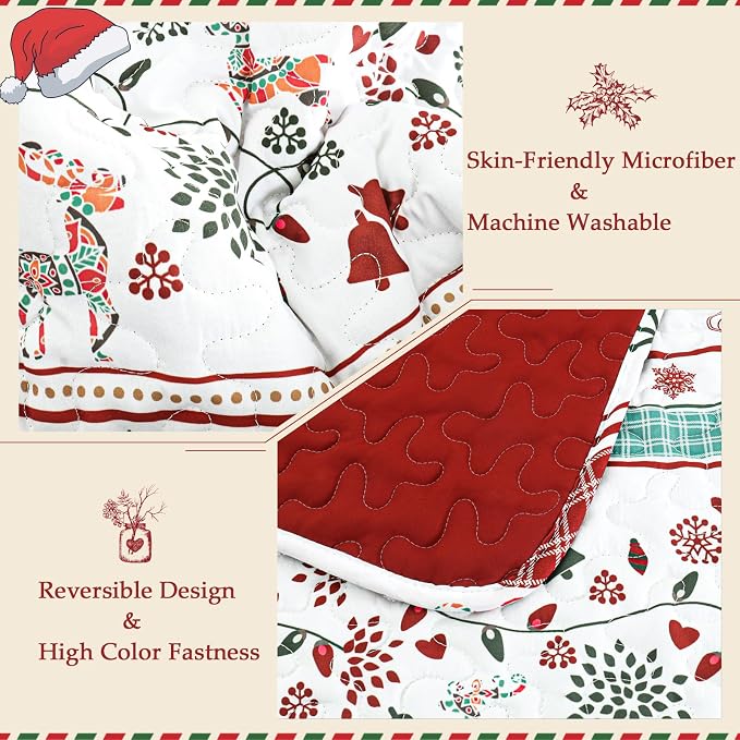 Exclusivo Mezcla Reversible Christmas Quilts Queen Size - Image 3