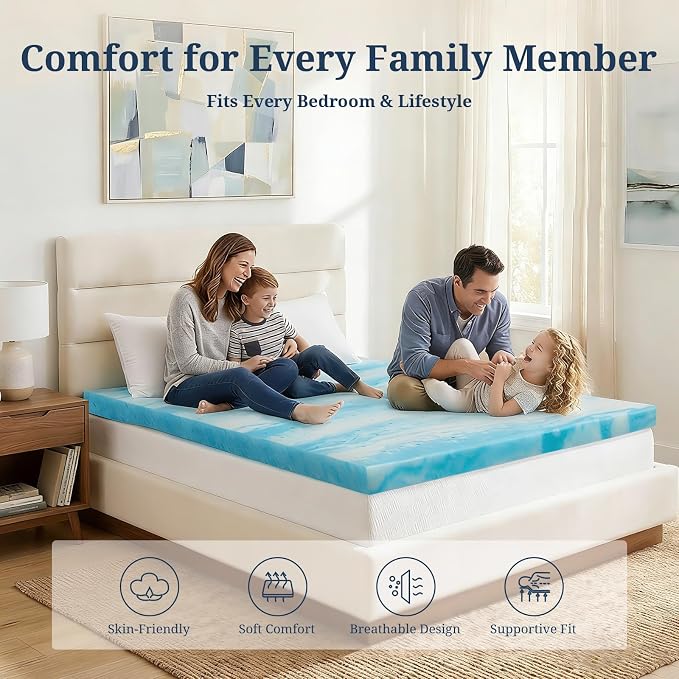 IULULU Full Size Mattress Topper, 4 Inch Gel Memory Foam Topper, Plush Comfort - Image 7