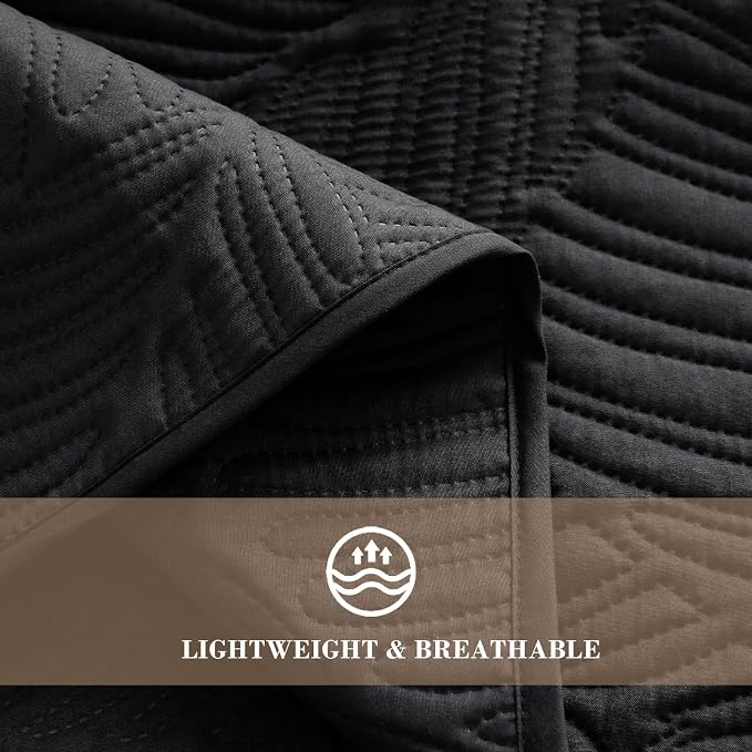 Exclusivo Mezcla King Size Quilt Bedding Set, Lightweight Black Quilts King Size - Image 5