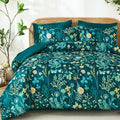 Yiran King Size Comforter Set 7 Piece, Teal Green Floral Bedding Set, by Yiran