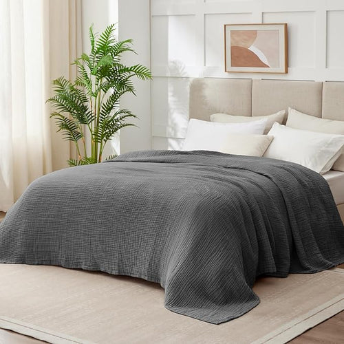 100% Cotton Muslin Blanket California King 120" x 90", 6 Layers Breathable and by Kozyhvn