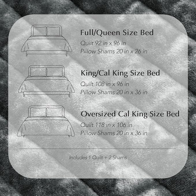 EVERGRACE Velvet Quilt Set California King 118'' x 106'', Luxurious Soft - Image 9