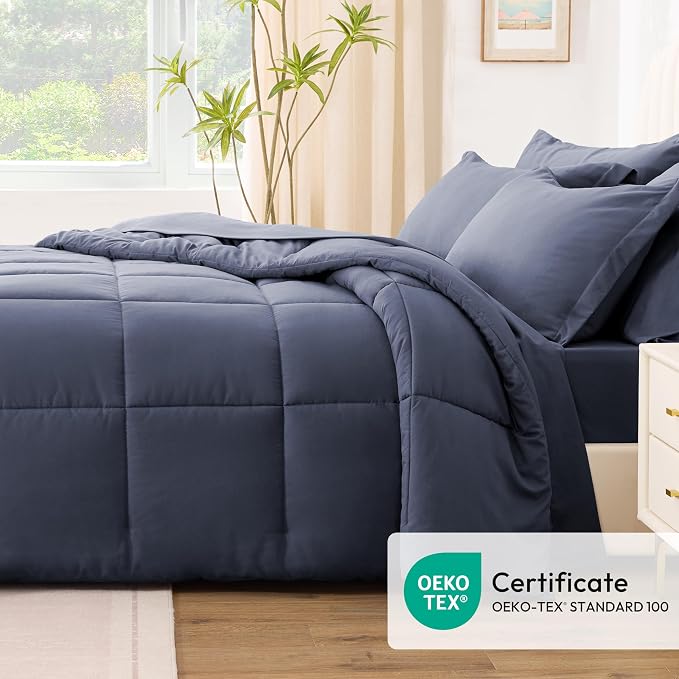 Love's cabin Twin XL Comforter Set Indigo Blue, 5 Pieces Twin XL Bed in a Bag - Image 5