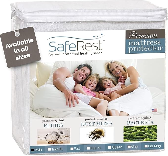 SafeRest Waterproof Twin Size Mattress Protector by SafeRest