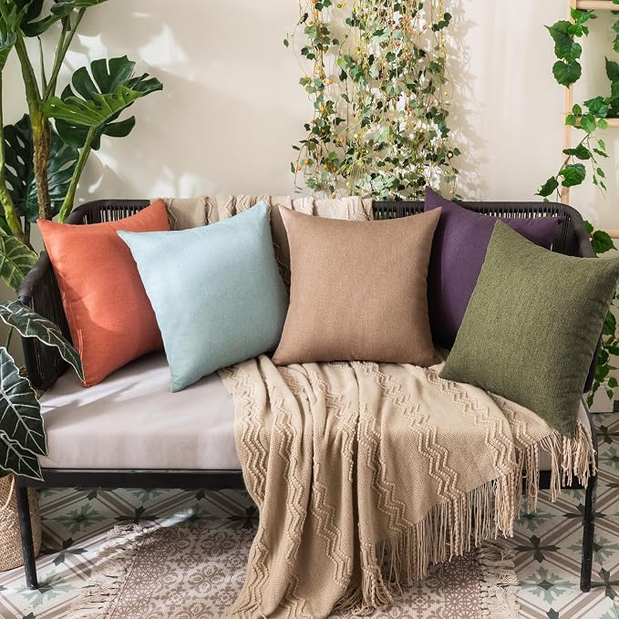 MIULEE Pack of 2 Decorative Outdoor Solid Waterproof Throw Pillow Covers Spring - Image 5