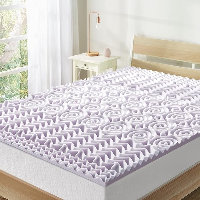 Mellow 1.5 Inch 5-Zone Memory Foam Mattress Topper, Soothing Lavender Infusion by MELLOW