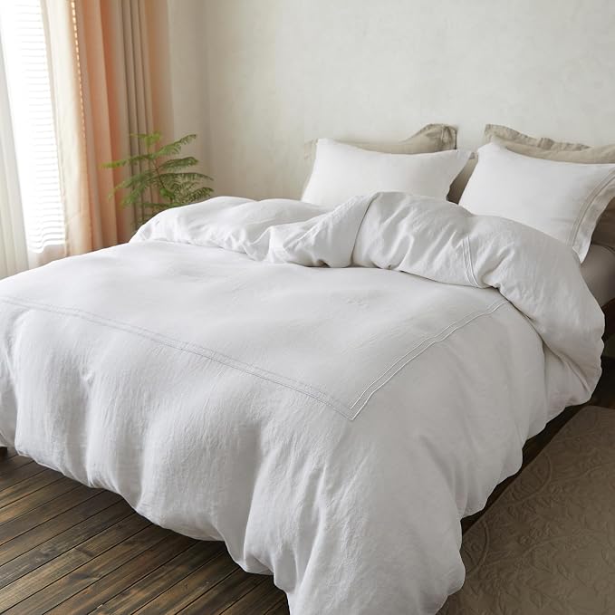 Simple&Opulence 100% Washed Linen Duvet Cover Set 78"x86" - Image 9