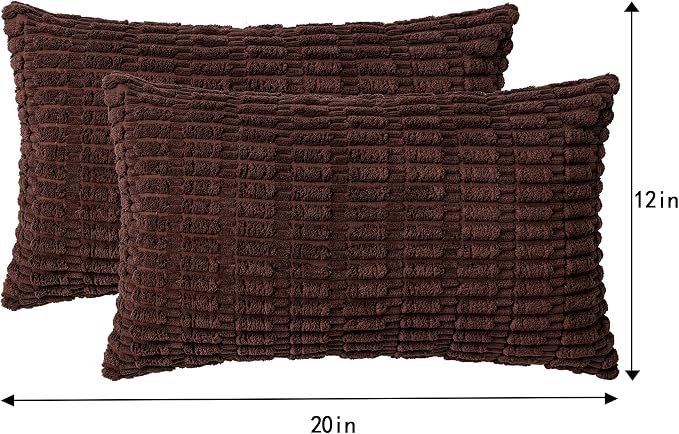Aegero Pack of 2 Corduroy Decorative Throw Pillow Covers 12x20 InchSoft Boho - Image 4