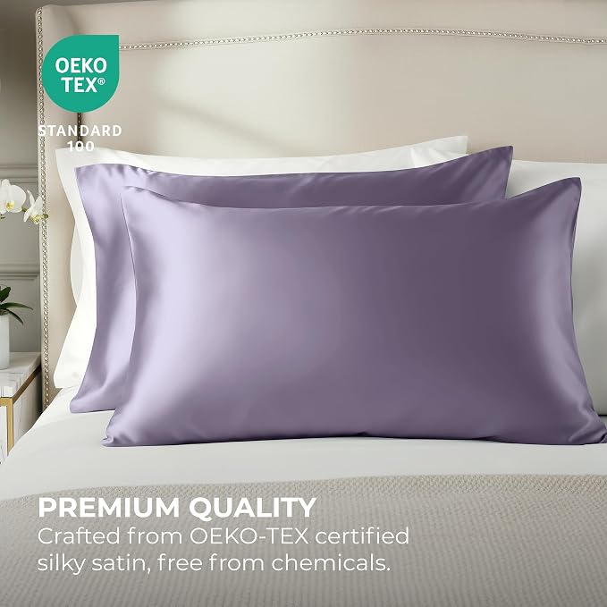 Pure Bedding Satin Pillowcase 2 Pack - Image 2