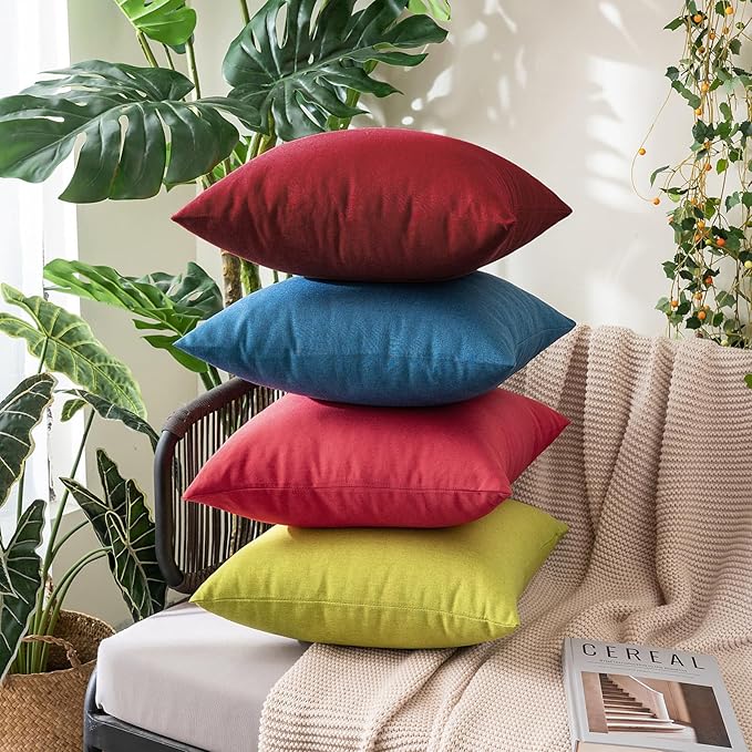 MIULEE Pack of 2 Decorative Outdoor Solid Waterproof Throw Pillow Covers Faux - Image 5