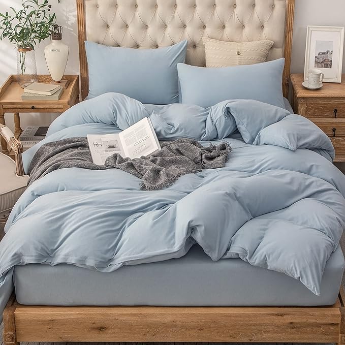 PURE ERA Jersey Knit Duvet Cover Set 100% T-Shirt Cotton Super Soft Comfy 3pc by PUREERA