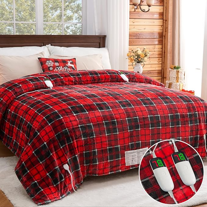Electric Heated Blanket King Size, 90X100 Christmas Blanket by OCTROT