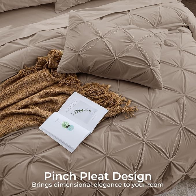 Sasttie King Size Comforter Set, 7-Piece Bed in a Bag, Pintuck Bedding Set - Image 4
