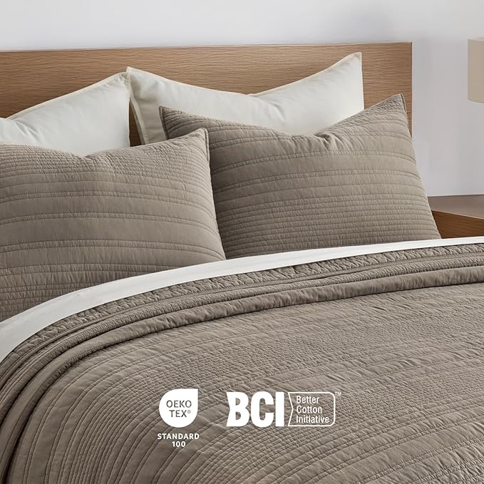 EVERGRACEHOME 100% Cotton Modern Lines Quilt Set King Size, Pre-Washed Soft - Image 6