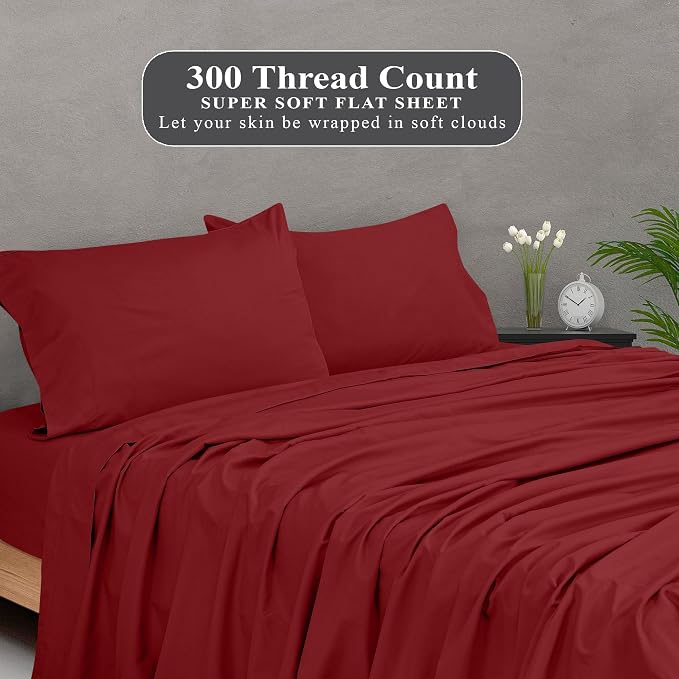 Royale Linens 300 Thread Count 100% Long Staple Combed Cotton Flat Sheet - Image 5