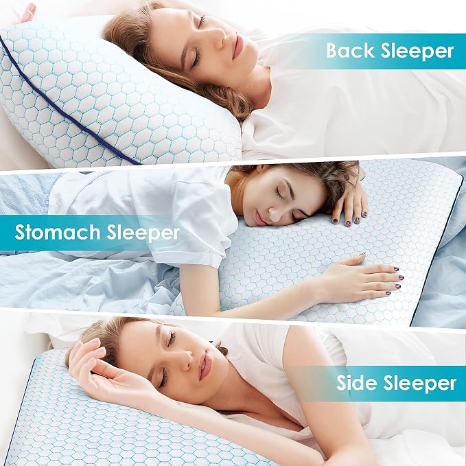 CushyOasis Memory Foam Pillows for Side, Back and Stomach Sleepers, Bed Pillow - Image 6