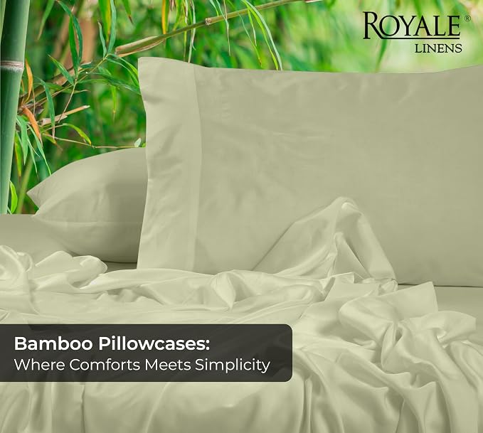 Royale Linens Cooling Pillow Cases King Size Set of 2-100% Rayon Derived from - Image 2