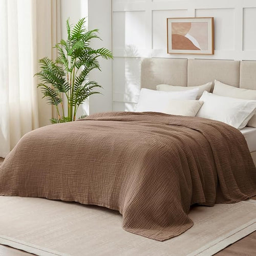 100% Cotton Muslin Blanket Queen 90" x 90", Breathable and Lightweight Cotton - Image 2