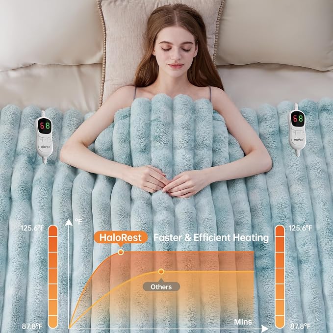 Heated Throw Blanket, Faux Fur Cozy Heating Blanket - Image 4