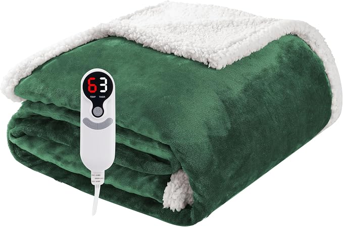 Electric Heated Blanket Throw Size 50"x60", Soft Flannel by Soypipo