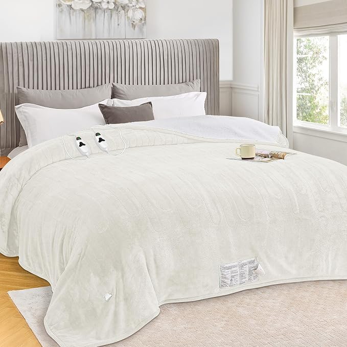 greenoak Heated Blanket Electric Queen Size 84"X90" Dual Control, Heating by Greenoak