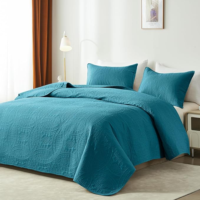 akkialla Teal Twin Quilt Set, Ultrasonic Lightweight Bedspread Coverlet - Image 2