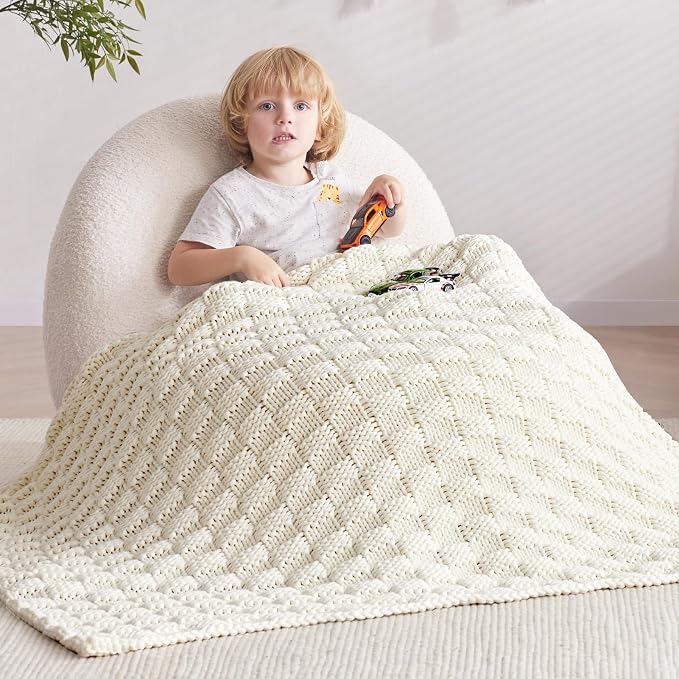 Knitted Weighted Blanket for Adult, No Beads Heavy Blanket 50” x 60'' 10lbs by Unknown